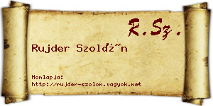 Rujder Szolón névjegykártya